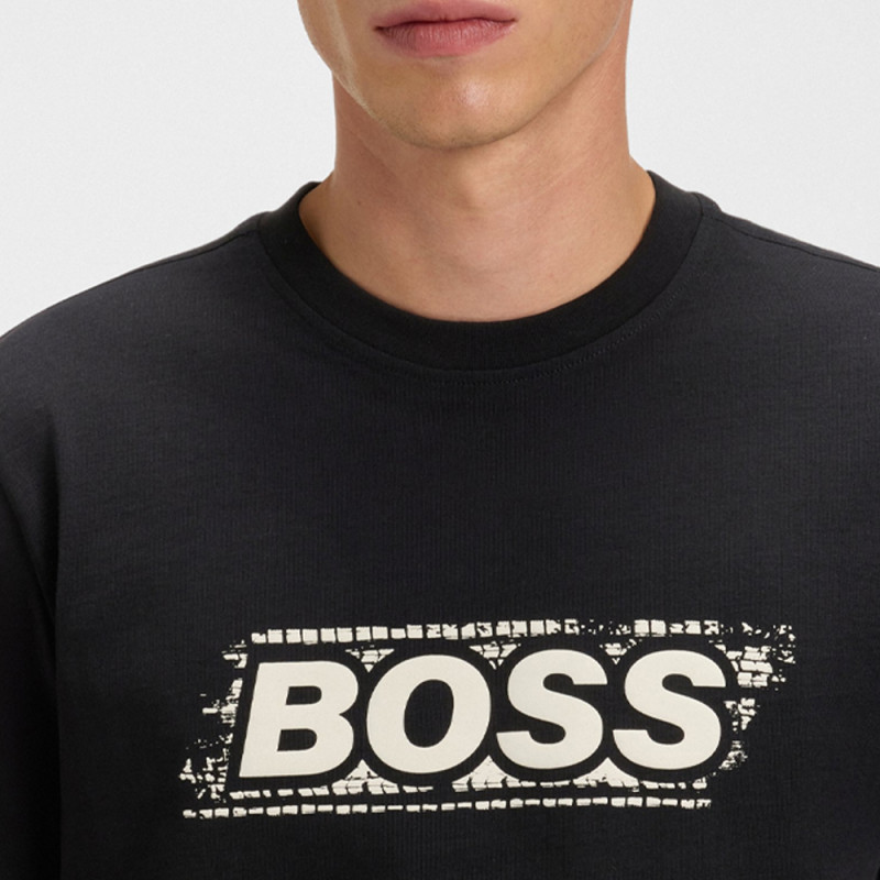 T-Shirt BOSS Straight Fit Noir Te_WHEEL – Minimalisme et élégance contemporaine