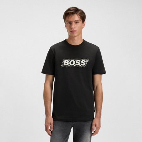 T-Shirt BOSS Straight Fit Noir Te_WHEEL – Minimalisme et élégance contemporaine