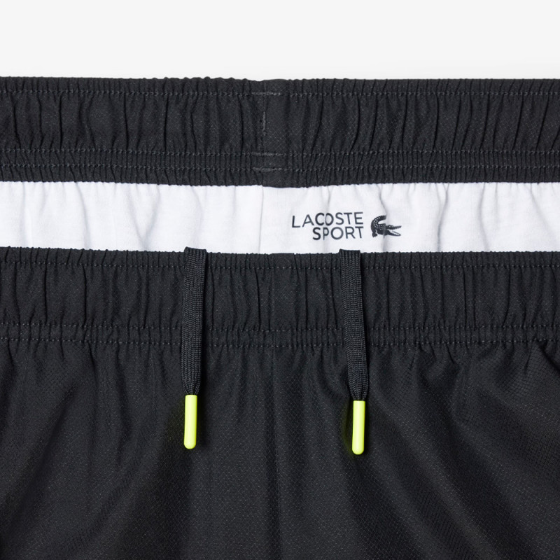 Short Lacoste sport Noir avec imprimé Jaune taffetas diamanté - Taffetas Diamanté Léger & Respirant