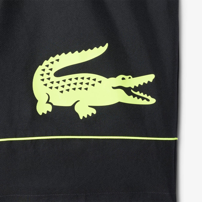 Short Lacoste sport Noir avec imprimé Jaune taffetas diamanté - Taffetas Diamanté Léger & Respirant