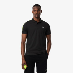 Polo Lacoste Sport bande siglée ultra dry Noir et Jaune - Confort & Performance