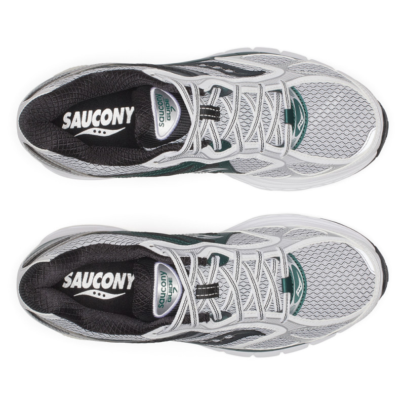 Baskets Saucony ProGrid Guide 7 White/Pine – Amorti dynamique et stabilité pour vos runs