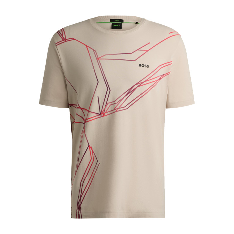 T-shirt BOSS Tee Beetle – Coton Stretch Éco-responsable & Motif Dégradé – Beige Open Beige – Homme