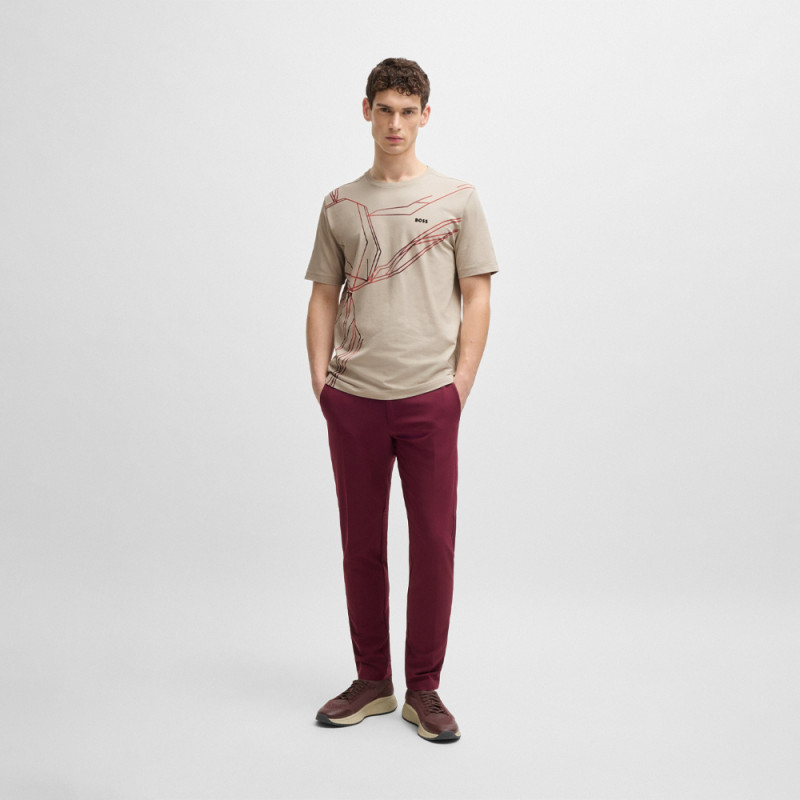 T-shirt BOSS Tee Beetle – Coton Stretch Éco-responsable & Motif Dégradé – Beige Open Beige – Homme