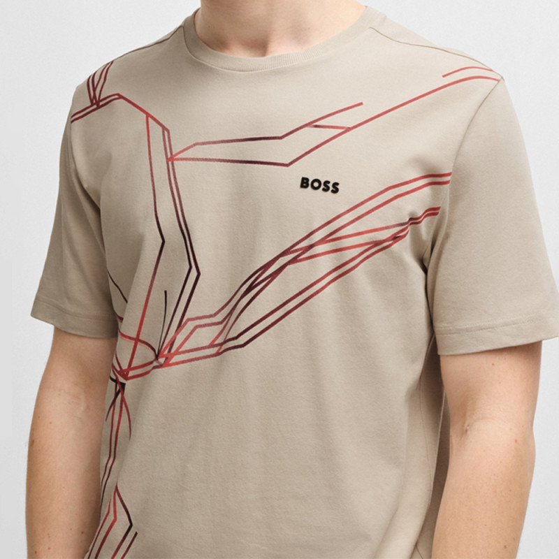 T-shirt BOSS Tee Beetle – Coton Stretch Éco-responsable & Motif Dégradé – Beige Open Beige – Homme