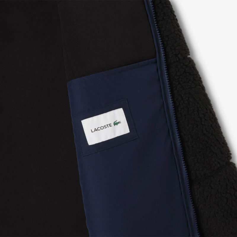 Veste Lacoste - Noir - polaire sherpa color-block