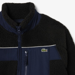 Veste Lacoste - Noir - polaire sherpa color-block
