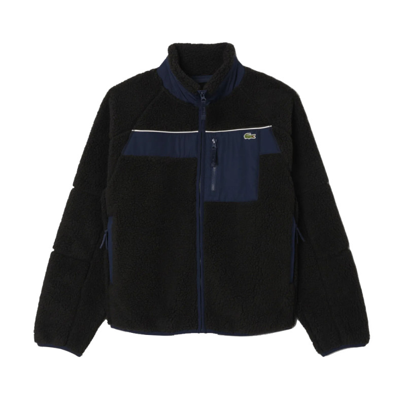 Veste Lacoste - Noir - polaire sherpa color-block