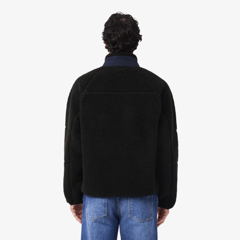 Veste Lacoste - Noir - polaire sherpa color-block