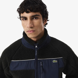 Veste Lacoste - Noir - polaire sherpa color-block