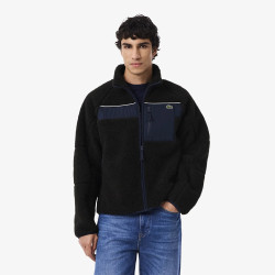 Veste Lacoste - Noir - polaire sherpa color-block