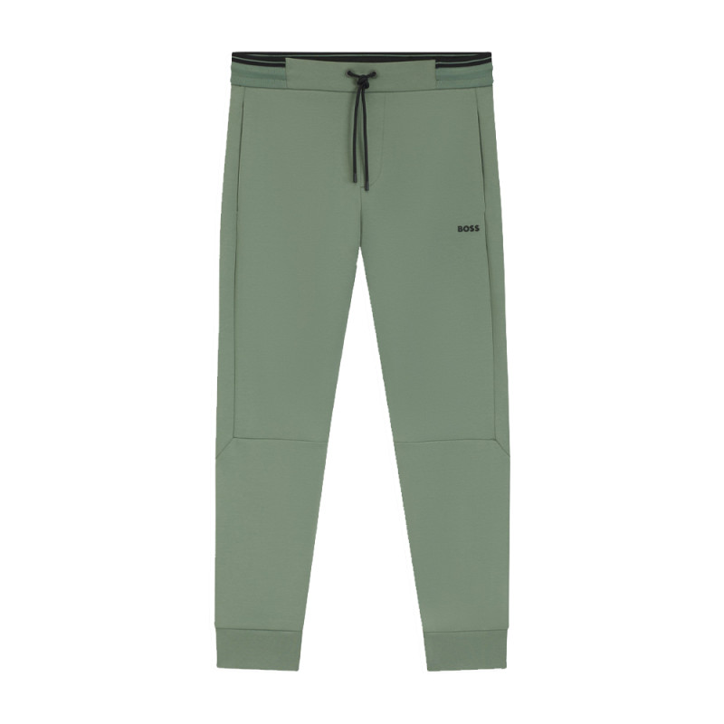 Pantalon de survêtement Boss - Vert Clair - en coton mélangé avec finitions à rayures-Pants Zone