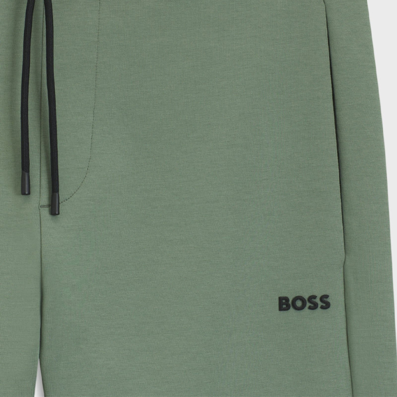 Pantalon de survêtement Boss - Vert Clair - en coton mélangé avec finitions à rayures-Pants Zone