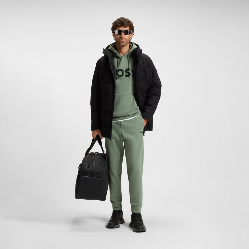 Pantalon de survêtement Boss - Vert Clair - en coton mélangé avec finitions à rayures-Pants Zone