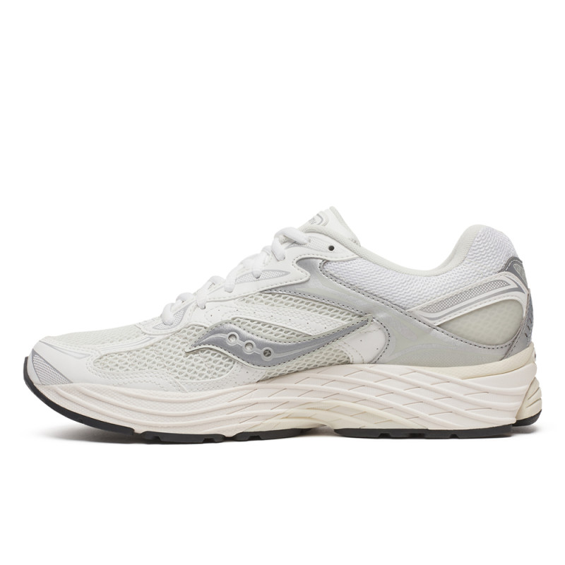 Baskets Saucony ProGrid Omni 9 – Blanc & Argenté – Rétro-tech stylé avec confort moderne
