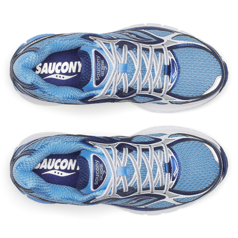 Baskets Saucony ProGrid Guide 7 Femme – Bleu – Rétro-running moderne et tenue adaptative