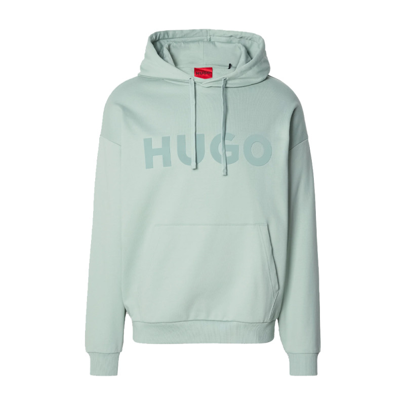 Sweat à capuche HUGO Oversize -Vert Clair- en molleton de coton avec logo ton sur ton Chez DM'Sports