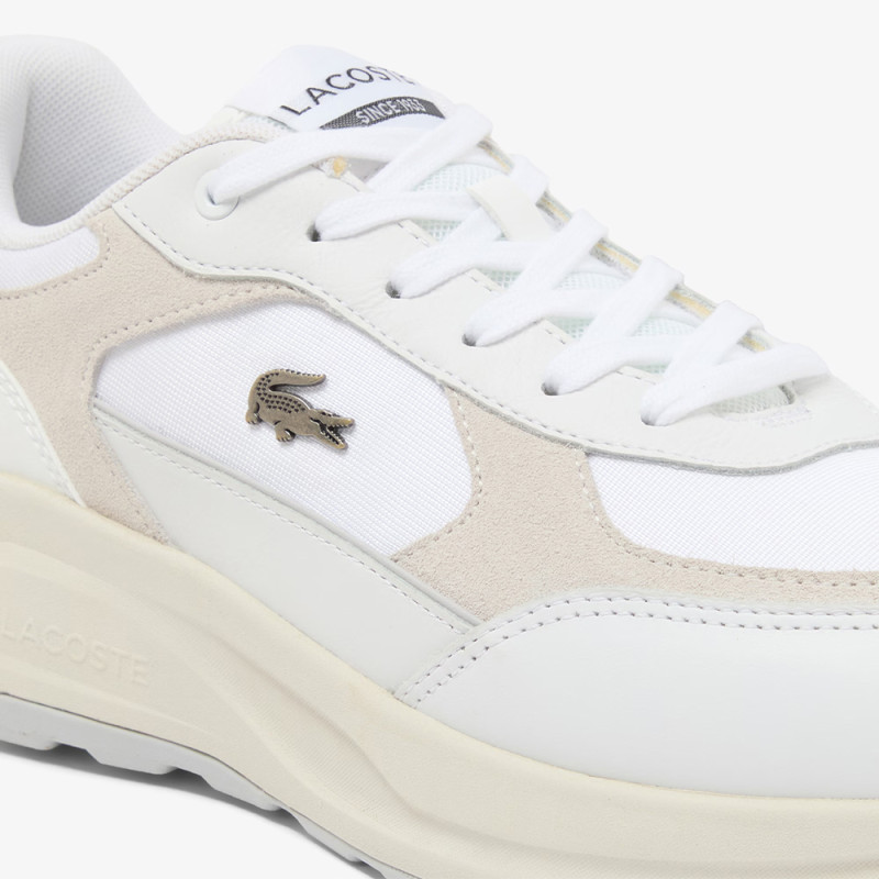 Baskets Lacoste Run Set suède – Blanc cassé – Allure sportive et finesse haut de gamme