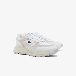 Baskets Lacoste Run Set suède Blanc cassé