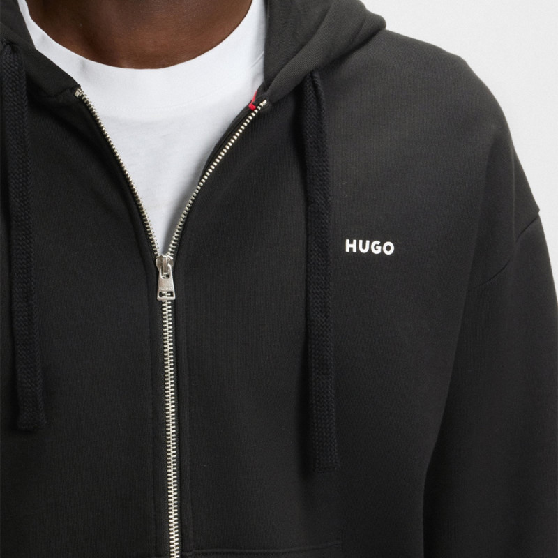 Sweat à capuche Relaxed zippé Hugo DAPOZIP – Noir – Confort urbain au quotidien