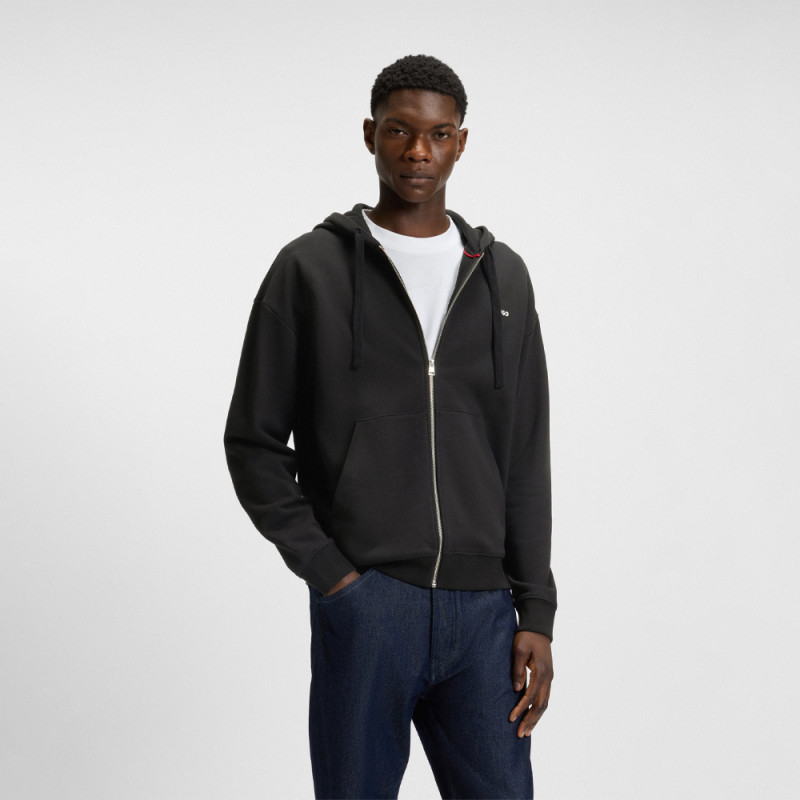 Sweat à capuche Relaxed zippé Hugo DAPOZIP – Noir – Confort urbain au quotidien