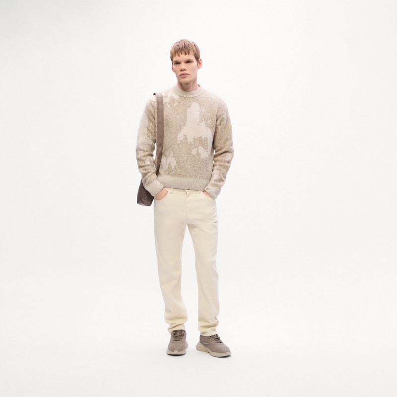 Pull Hugo KRADAR Beige à motif jacquard – Relaxed Fit | Chez DM'Sports