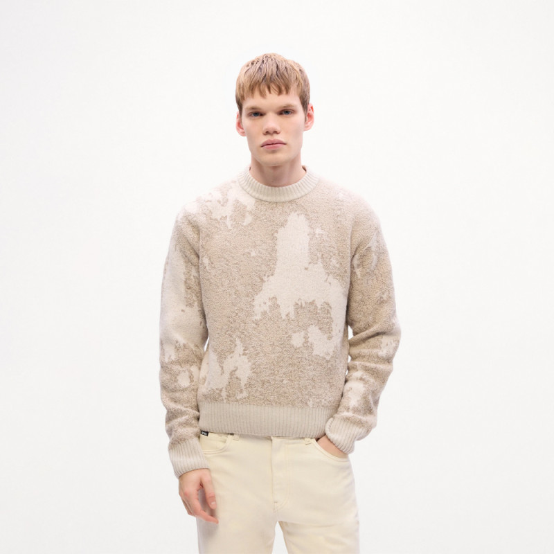 Pull Hugo KRADAR – Beige à motif jacquard – Élégance moderne et confort