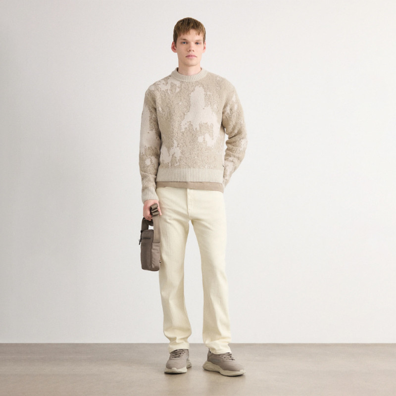 Pull Hugo KRADAR – Beige à motif jacquard – Élégance moderne et confort