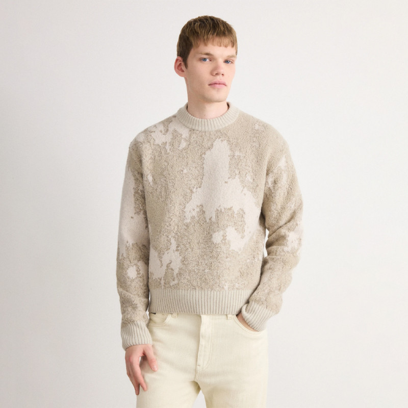 Pull Hugo KRADAR – Beige à motif jacquard – Élégance moderne et confort