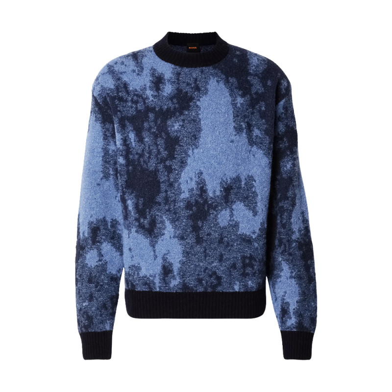 Pull Hugo KRADAR – Bleu à motif jacquard – Élégance moderne et confort