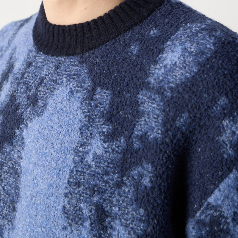 Pull Hugo KRADAR – Bleu à motif jacquard – Élégance moderne et confort