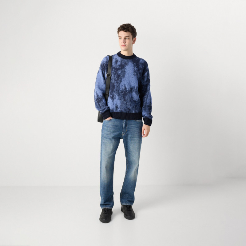Pull Hugo KRADAR – Bleu à motif jacquard – Élégance moderne et confort