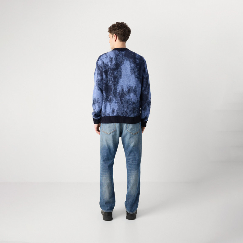Pull Hugo KRADAR – Bleu à motif jacquard – Élégance moderne et confort