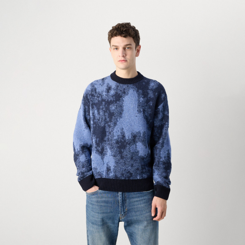 Pull Hugo KRADAR – Bleu à motif jacquard – Élégance moderne et confort
