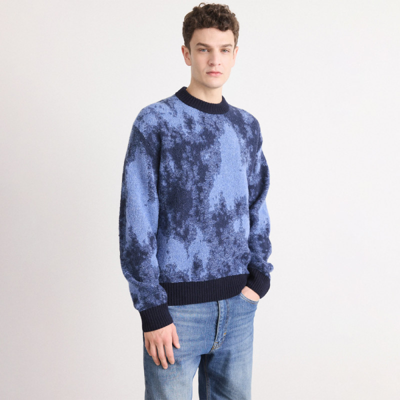Pull Hugo KRADAR – Bleu à motif jacquard – Élégance moderne et confort