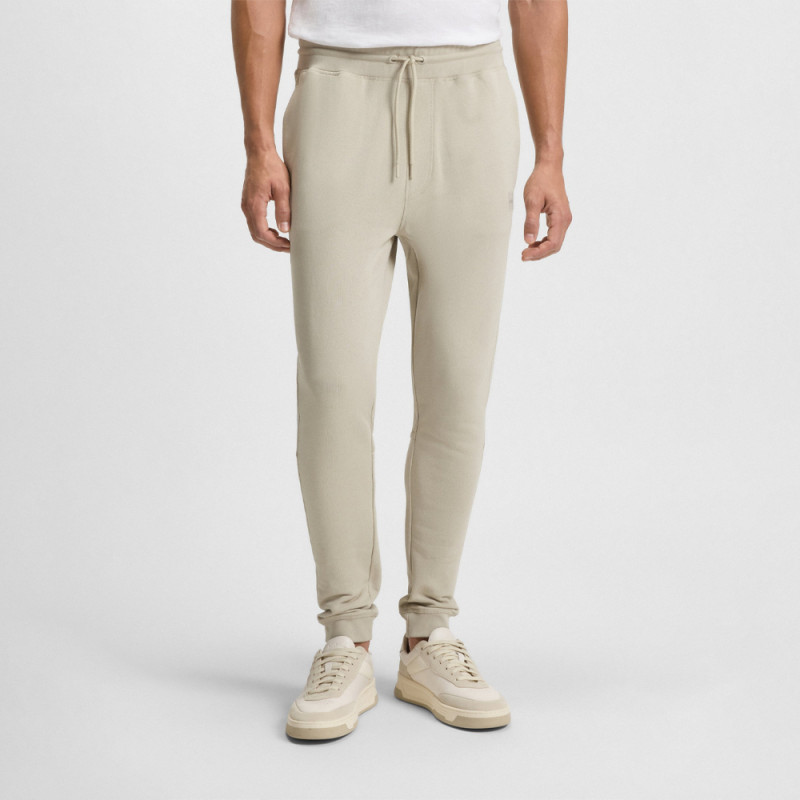 Bas de survêtement en molleton de coton Beige Boss SESTART avec patch logoté