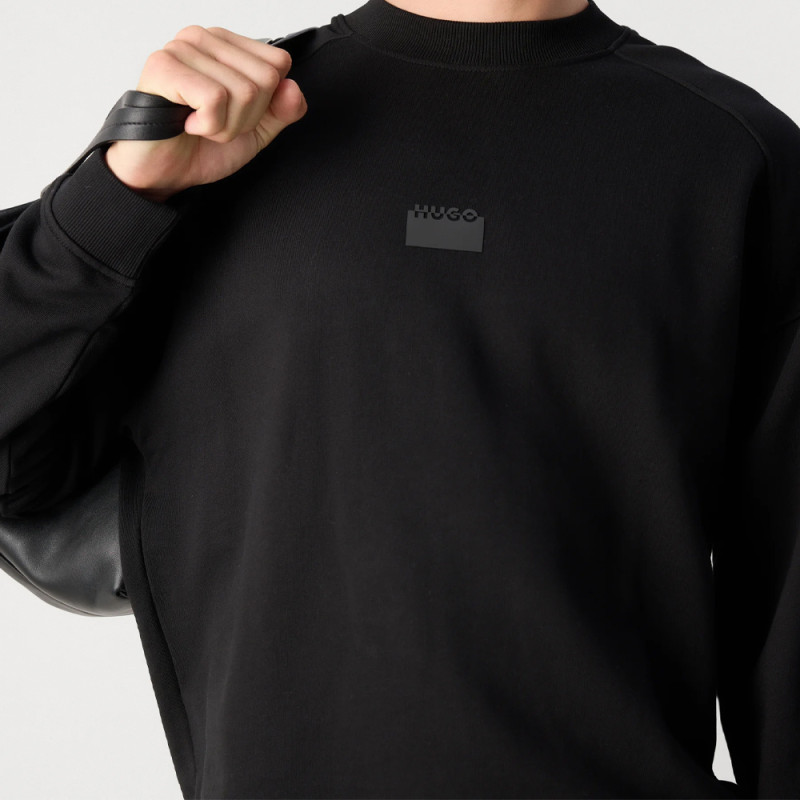 Sweat Hugo DELASTCRAW – Noir – Style relax & logo imprimé