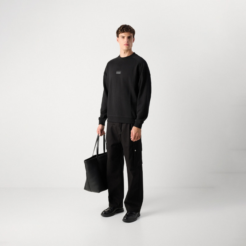 Sweat Hugo DELASTCRAW – Noir – Style relax & logo imprimé