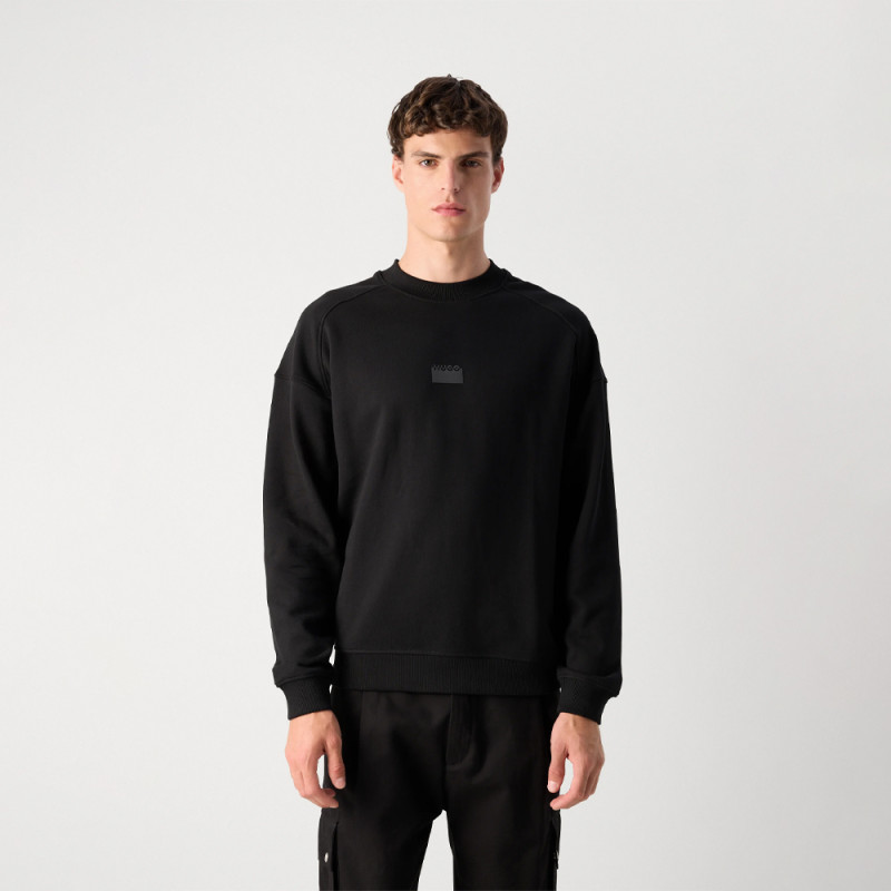 Sweat Hugo DELASTCRAW – Noir – Style relax & logo imprimé