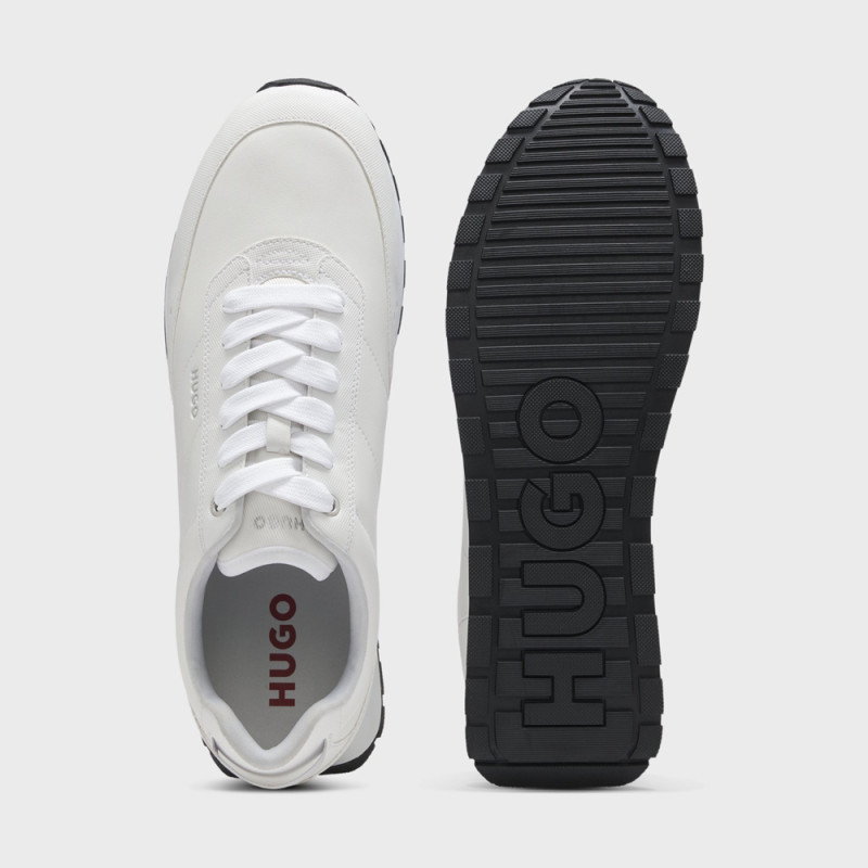 Baskets Hugo ICELIN_RUNN_NYRBPU – Blanc – Similicuir & esthétique structurée