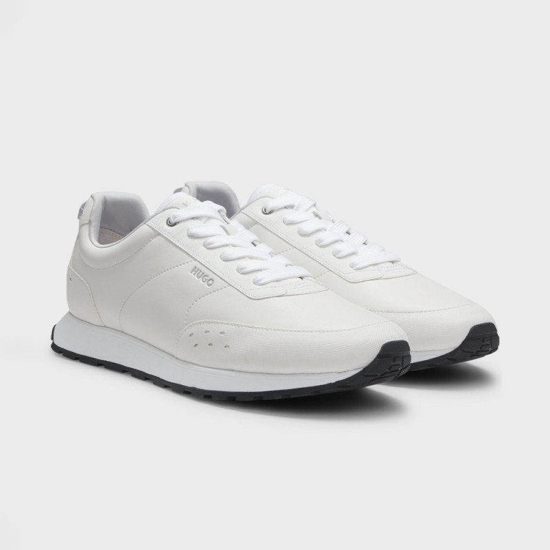 Baskets Hugo ICELIN_RUNN_NYRBPU – Blanc – Similicuir & esthétique structurée
