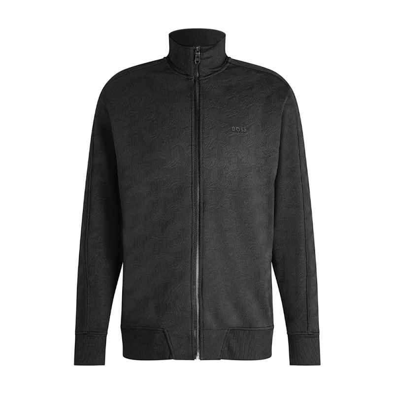 Sweat-shirt zippé Boss - Noir - coupe classique avec jacquard matelassé-SW_Mirror FZ