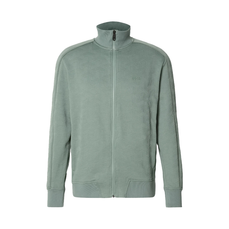 Sweat-shirt zippé Boss - Vert Clair - coupe classique avec jacquard matelassé-SW_Mirror FZ