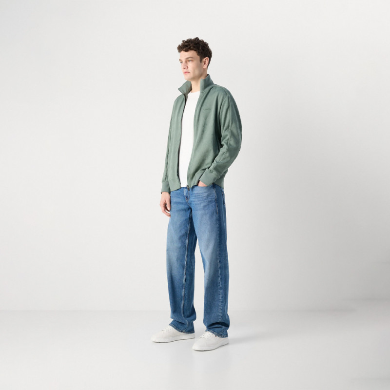 Sweat-shirt zippé Boss - Vert Clair - coupe classique avec jacquard matelassé-SW_Mirror FZ