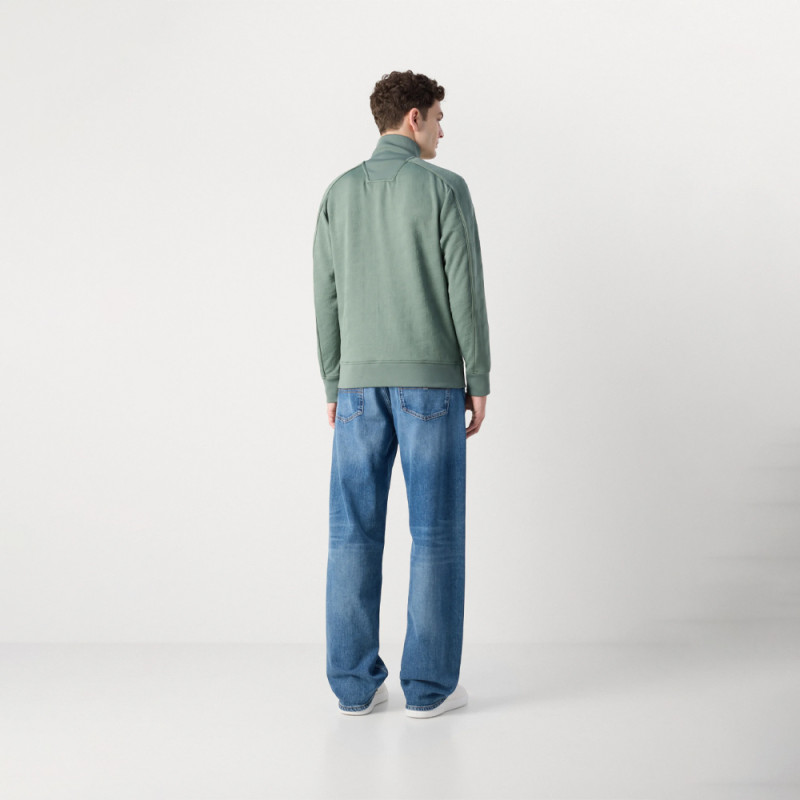 Sweat-shirt zippé Boss - Vert Clair - coupe classique avec jacquard matelassé-SW_Mirror FZ