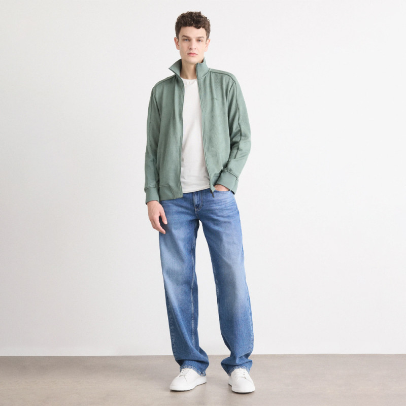 Sweat-shirt zippé Boss - Vert Clair - coupe classique avec jacquard matelassé-SW_Mirror FZ