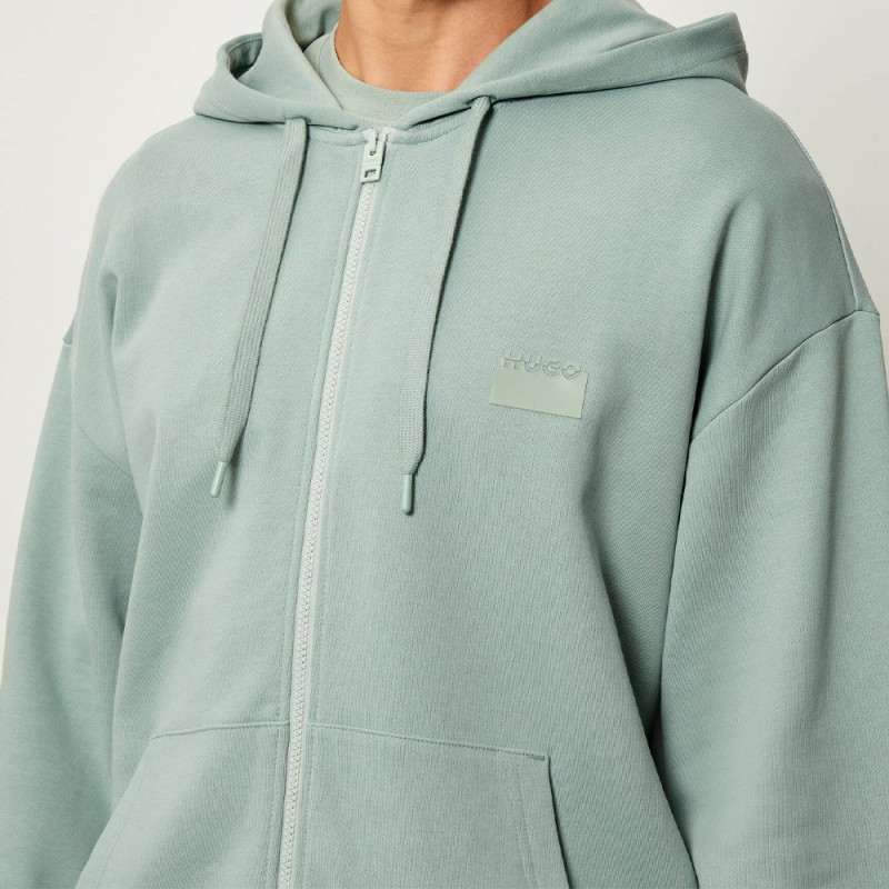 Sweat zippé à capuche Hugo DELASTOMER – Vert – Confort relax et style minimaliste