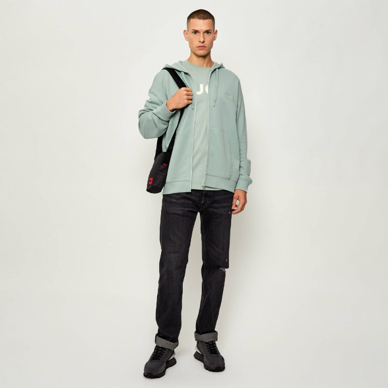 Sweat zippé à capuche Hugo DELASTOMER – Vert – Confort relax et style minimaliste