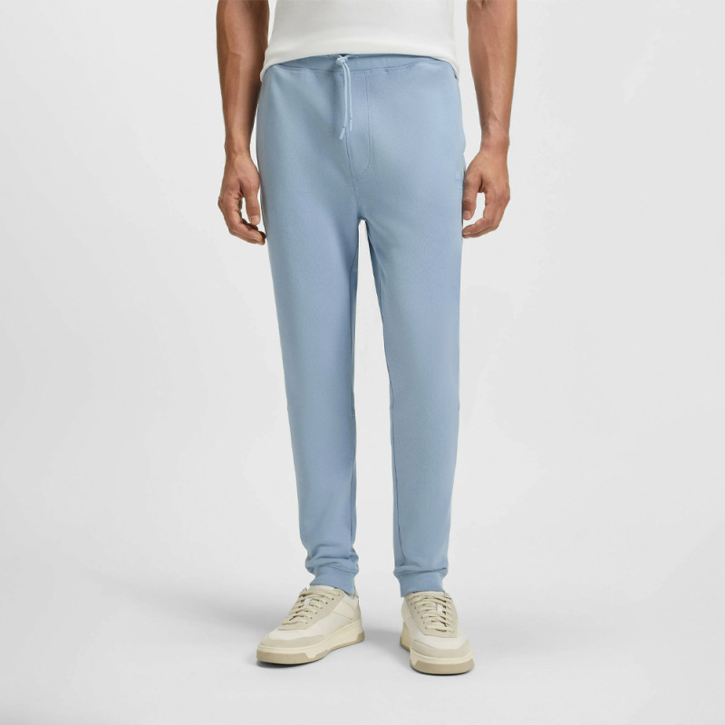 Bas de survêtement en molleton de coton Bleu Boss SESTART avec patch logoté