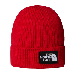 Bonnet The North Face TNF Logo Box Cuffed – Rouge – Maille Côtelée & Logo Patch